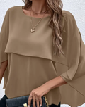 Solid Layered Cloak Sleeve Blouse