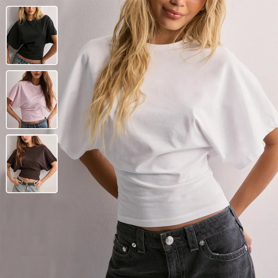 Summer Batwing Sleeve Round Neck T-Shirt