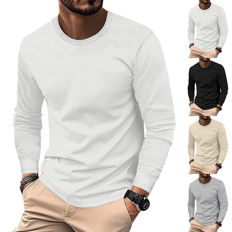 Round Neck Waffle Casual Top for Men