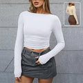 Slim Long-Sleeve Solid Round Neck T-Shirt
