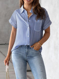 Vertical Striped Button-Front Shirt