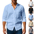 Long-Sleeve Stand Collar Pocket Shirt