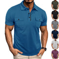 Summer Lapel Button Polo Shirt with Pockets