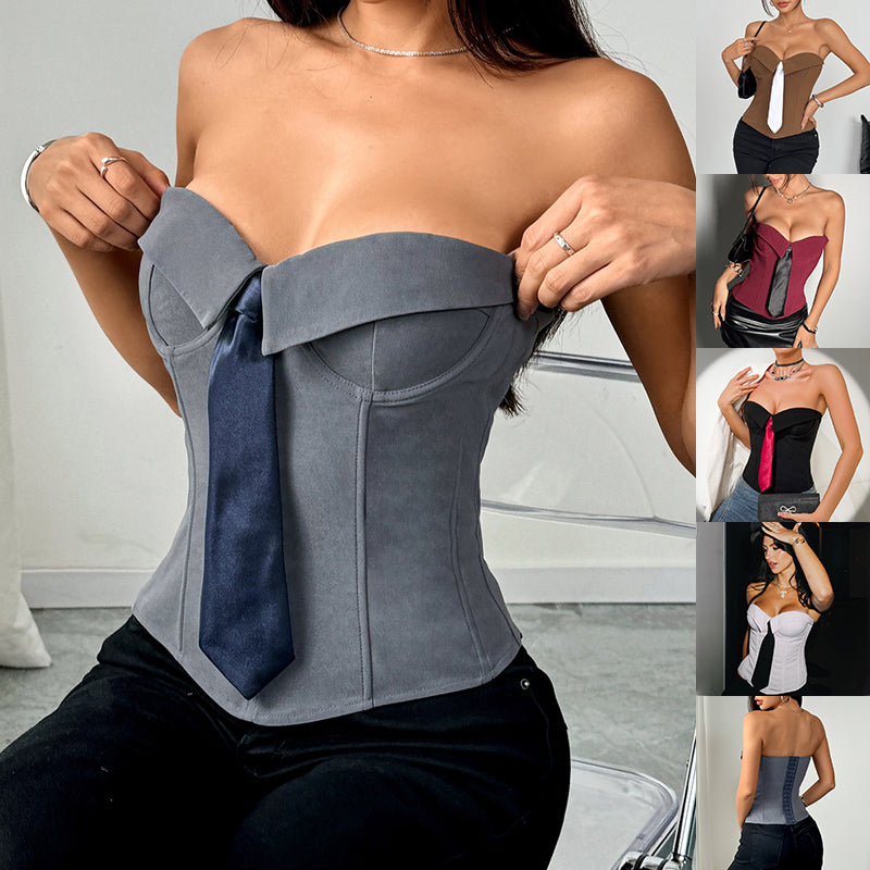 Y2K Faux-Tied Bandeau Top