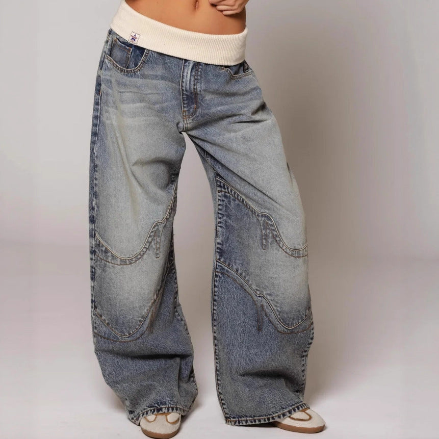 Loose Straight-Leg Jeans with Pockets